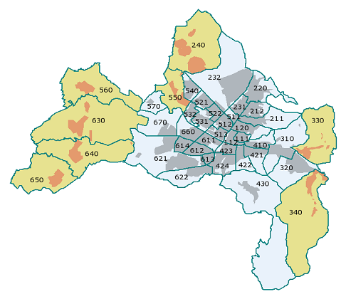 Karte der Stadtteile Freiburg