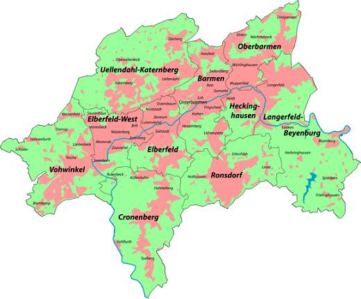 Bezirke und Stadtteile von Wuppertal