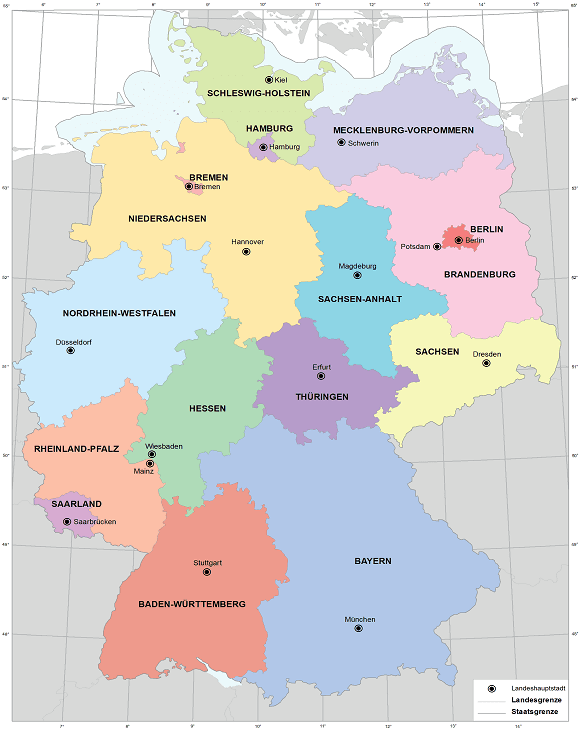 Bundeslander Deutschland Karte Hauptstadte Landkreise