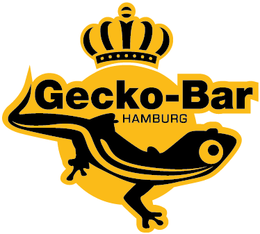 Krone Schriftzug Gecko-Bar Hamburg und Gecko als Logo