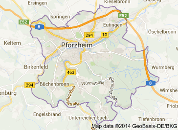 Karte Pforzheim von Google Maps