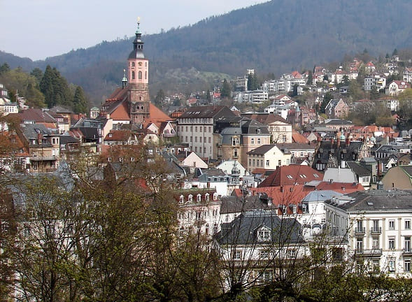 Stadtkarte mit Kirche von der Stadt Baden-Baden