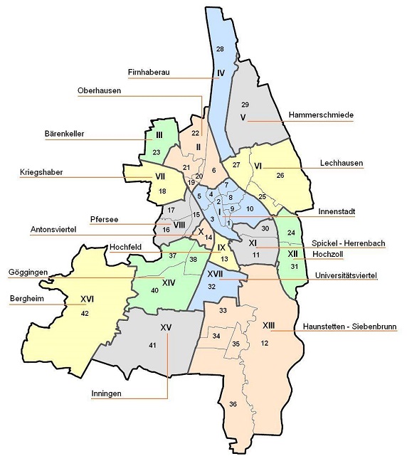 Augsburg Stadtteile und Bezirke