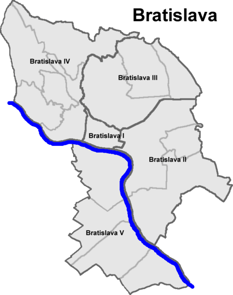 Karte der Bezirke(Okresy) von Bratislava
