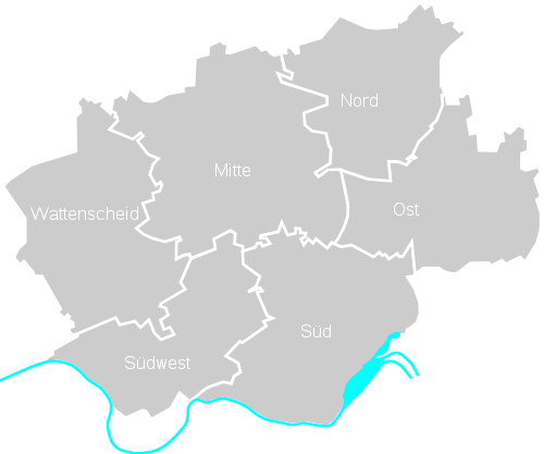 Karte der Stadtbezirke von Bochum