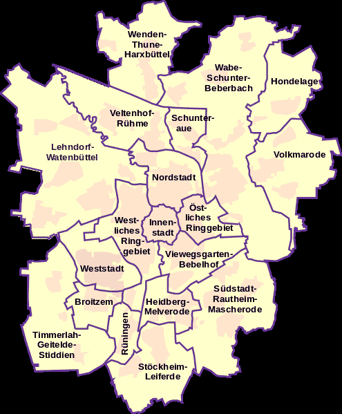 Stadtbezirke und Stadtteile von Braunschweig