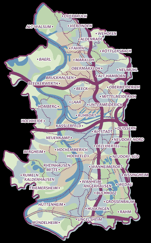 Bezirke und Stadtteile von Duisburg