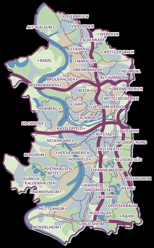 Flyerverteilung-Duisburg | Bezirke - Stadtteile - Stadtkarte