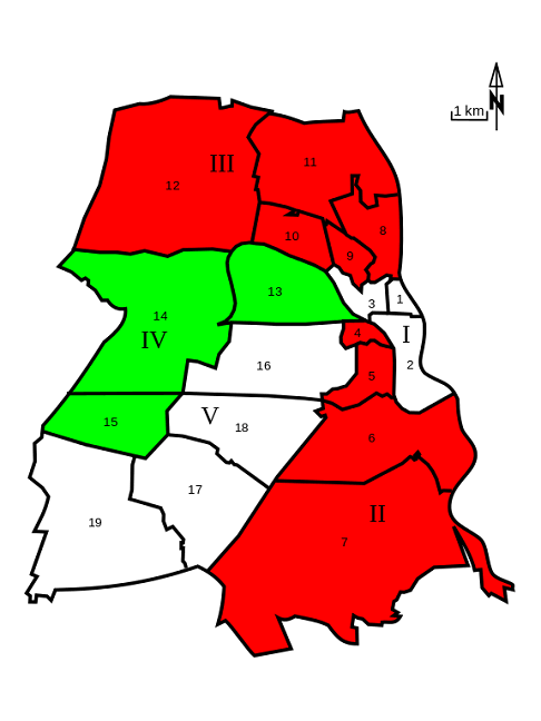 Karte der Stadtteile-Ortsteile von Stadt Frankfurt (Oder)