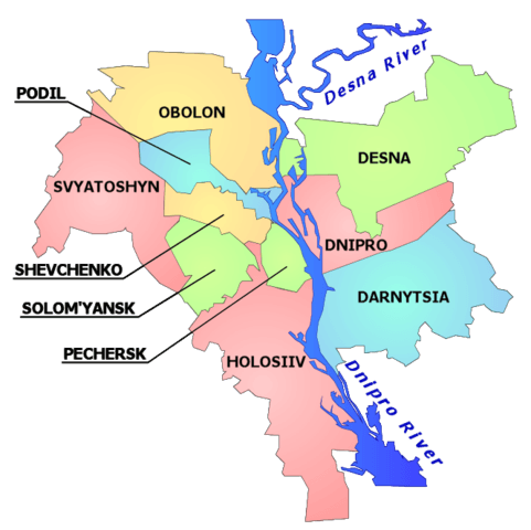 Stadtkarte der Bezirke - Rajon von Kiew