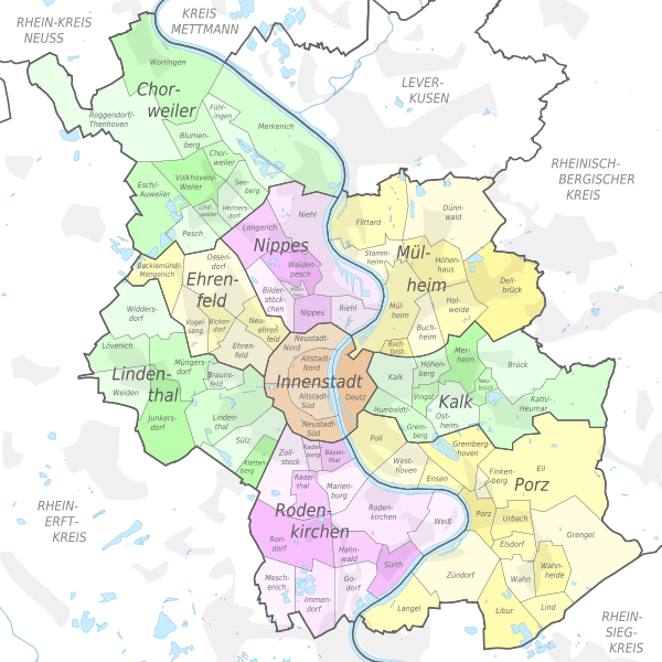 Bezirke und Stadtteile von Stadt Köln