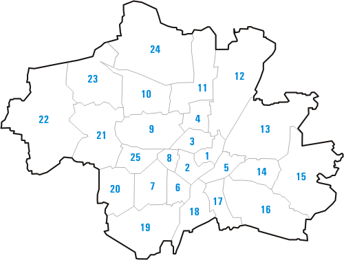 Karte der Stadtbezirke von München