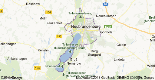 Karte der Stadtteile von Neubrandenburg