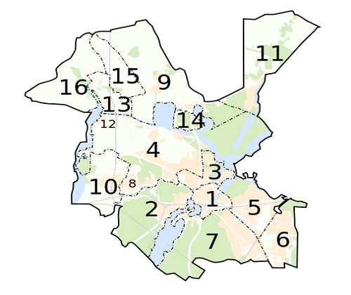 Karte der Stadtteile von Potsdam