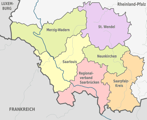 Karte der Landkreise von Saarland