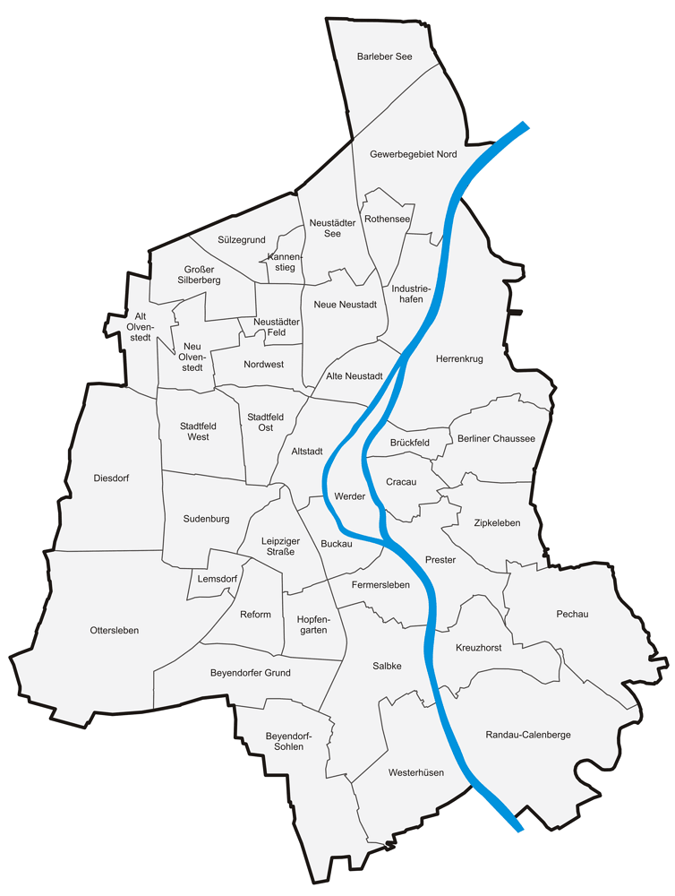 Karte der Stadtteile von Magdeburg