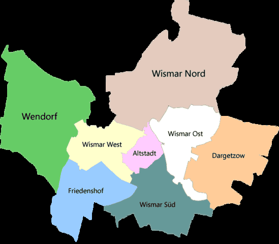 Stadtteile Wismar - Karte